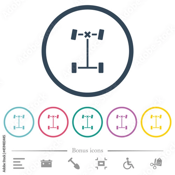 Obraz Front differential lock flat color icons in round outlines