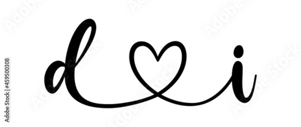 Obraz di, id, letters with heart Monogram, monogram wedding logo. Love icon, couples Initials, lower case, connecting HEART, home decor,