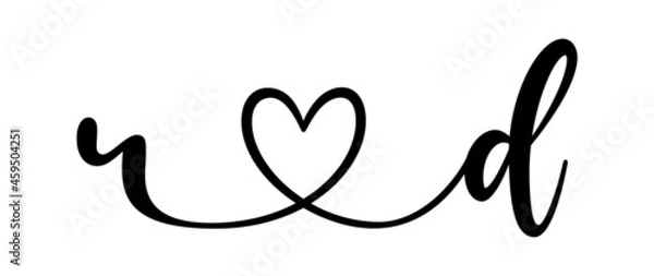 Fototapeta rd, dr, letters with heart Monogram, monogram wedding logo. Love icon, couples Initials, lower case, connecting HEART, home decor,