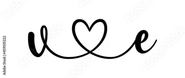 Fototapeta ve, ev, letters with heart Monogram, monogram wedding logo. Love icon, couples Initials, lower case, connecting HEART, home decor,