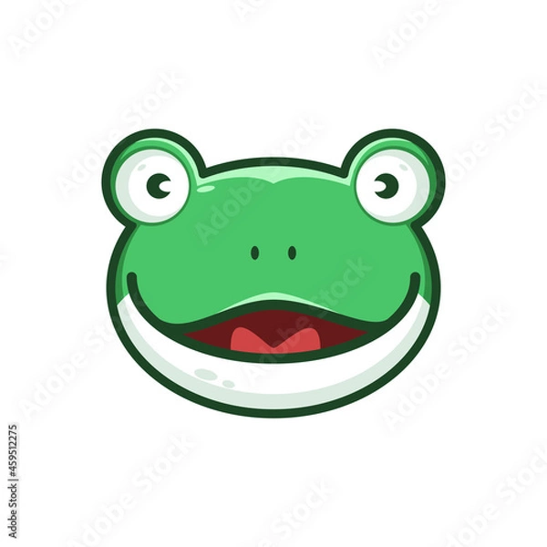 Fototapeta simple cartoon frog with smiling face
