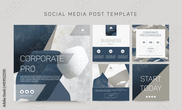 Fototapeta Vector template for brand identity collection, square social media post