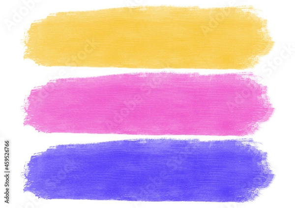 Fototapeta Brochazos de pintura magenta, violeta y amarillo. Sombra de ojos, maquillaje, belleza. Textura.