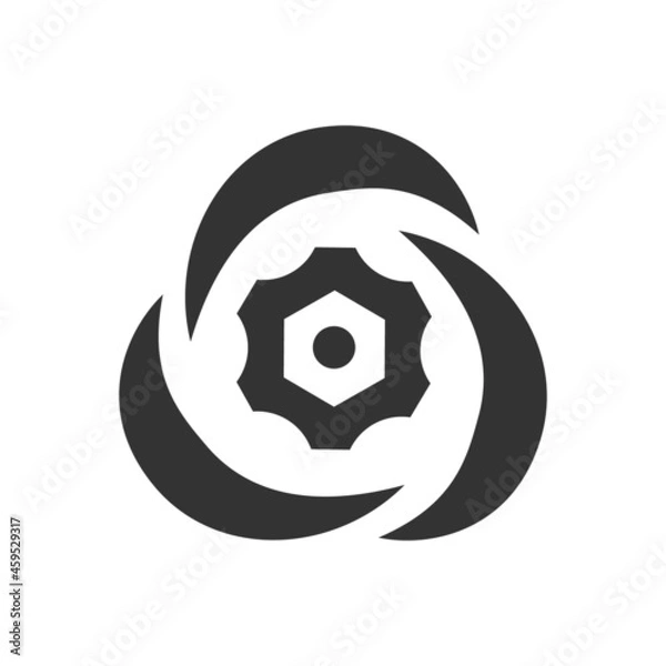Obraz Cloud service logo. Technology information symbol. Flat gear icon.