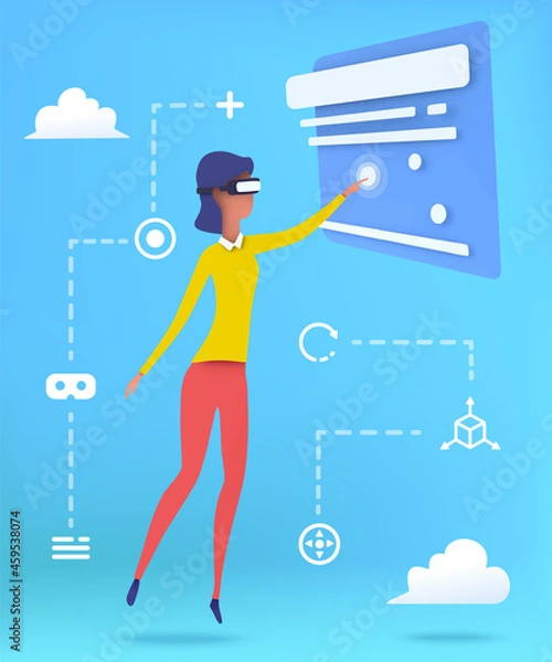 Obraz Man in virtual reality. 3d render vector illustration.