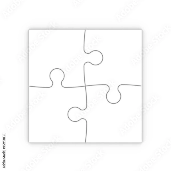 Obraz four puzzle pieces with clipping path
