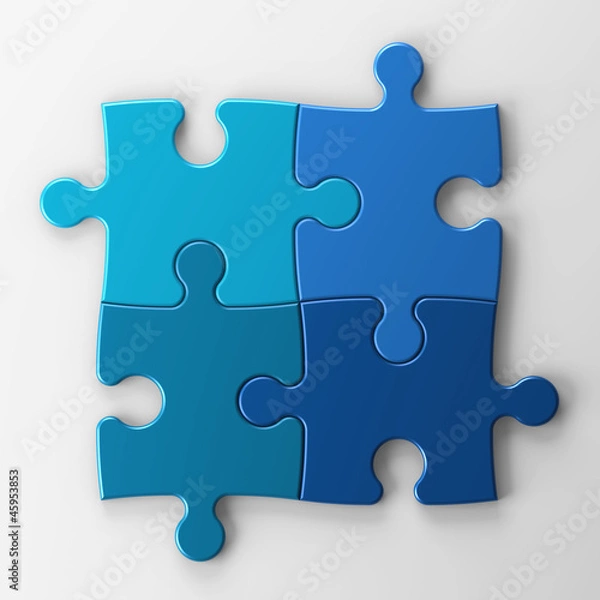 Fototapeta four puzzle pieces with clipping path