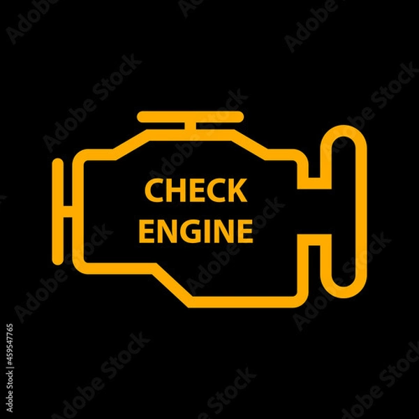 Obraz Check engine on black background.