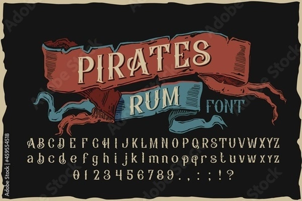 Obraz Pirates rum. Vintage vector label font