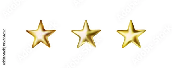 Fototapeta Gold glowing stars with shadows isolated on white background. Golden vip casino, award, certificate icons. Vector 3d luxury Christmas or New Year element design set