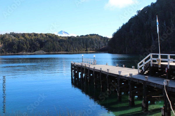 Obraz Boat dock at Isla Victoria on the waters of Nahuel Huapi Lake. 