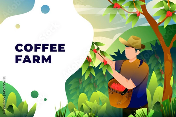 Obraz Coffee Farm - Vector Illustration