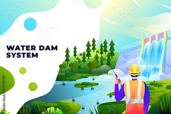 Obraz Water Dam System - Vector Illustration