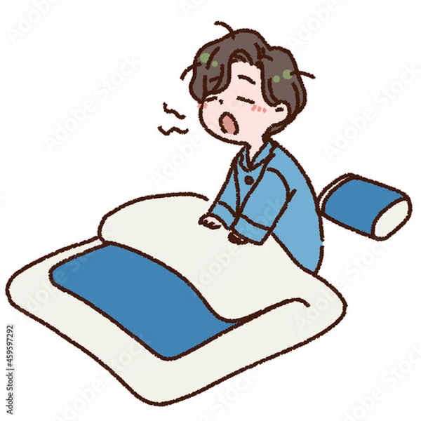 Fototapeta あくびをして起床する男性