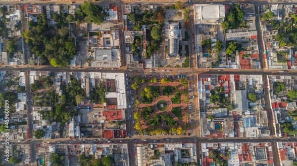 Fototapeta cenital centro de valladolid yucatan drone