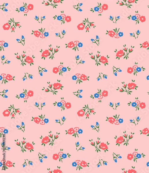 Fototapeta Japanese Cute Bouquet Motif Vector Seamless Pattern
