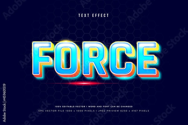 Fototapeta Force 3d text effect on navy background