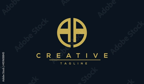 Fototapeta AA initial letters circle elegant logo golden Badge vector