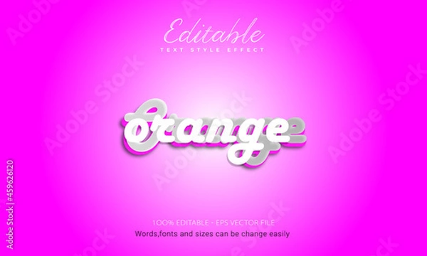 Fototapeta Editable 3d text effect styles mockup concept - orange  words with Gradient  color