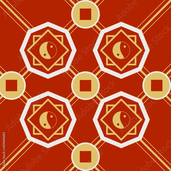 Obraz Seamless Chinese Pattern red and gold