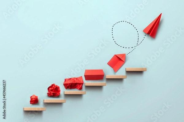 Fototapeta Koncepcja sukcesu samolotu papierowego