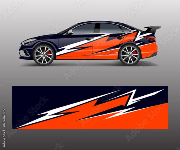 Fototapeta Sport car racing wrap design. vector design. abstract Racing graphic vector for sport car wrap design