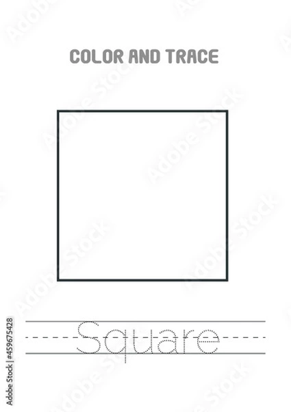 Fototapeta Square Shapes Tracing Coloring Pages Preschool Activity 