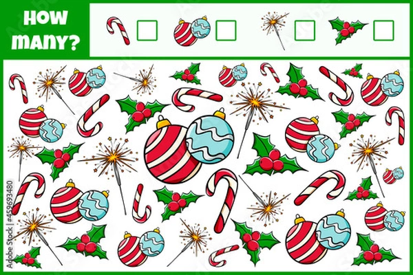 Obraz Educational mathematical game. Count the objects. Count how many objects. Counting game for children.