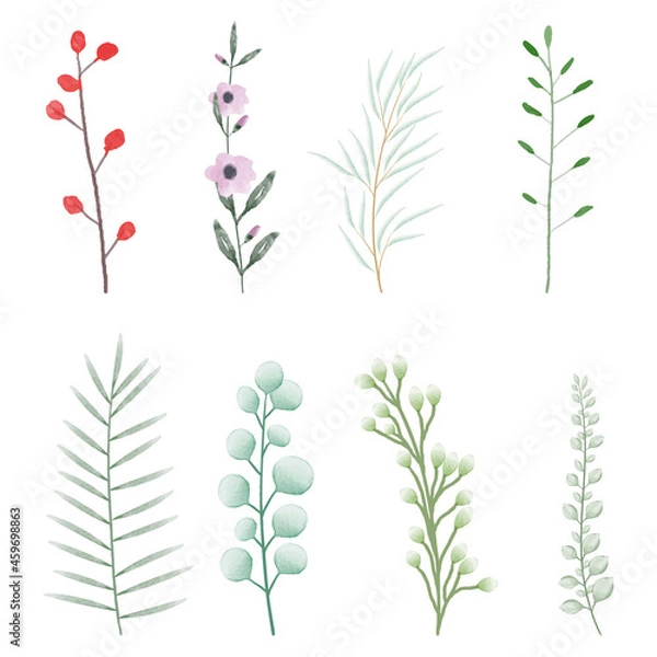 Obraz Hand Drawn watercolor leaf set 
