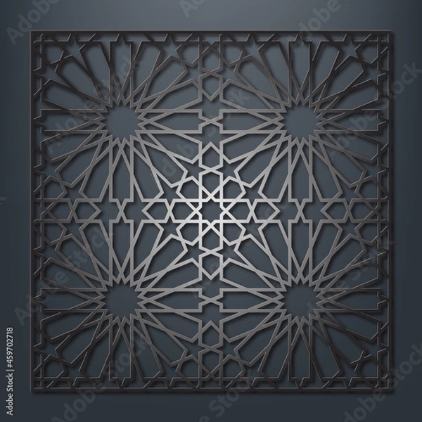 Obraz Laser Cutting Template. Decorative Lattice. Middle Eastern Geometric Pattern.