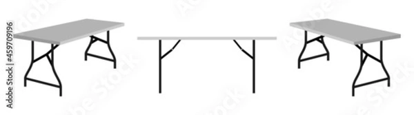 Fototapeta Modern cute home office foldable table for freelancer with different poses and positions