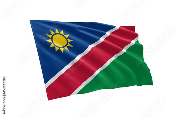 Fototapeta 3D illustration flag of Namibia. Namibia flag isolated on white background.