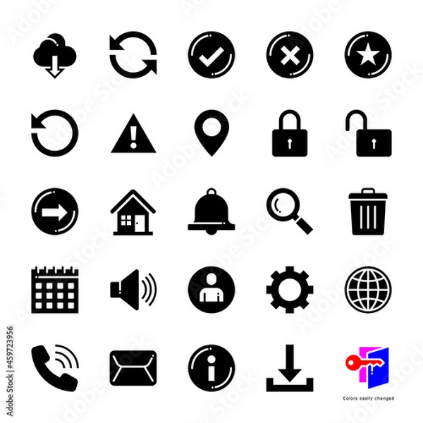 Obraz Basic interface, icon set, colors easily changed, vector illustration.
