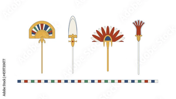 Fototapeta Egypt color fan set. Egypt ornamental fan composition, ornamental element of Ancient Egypt.