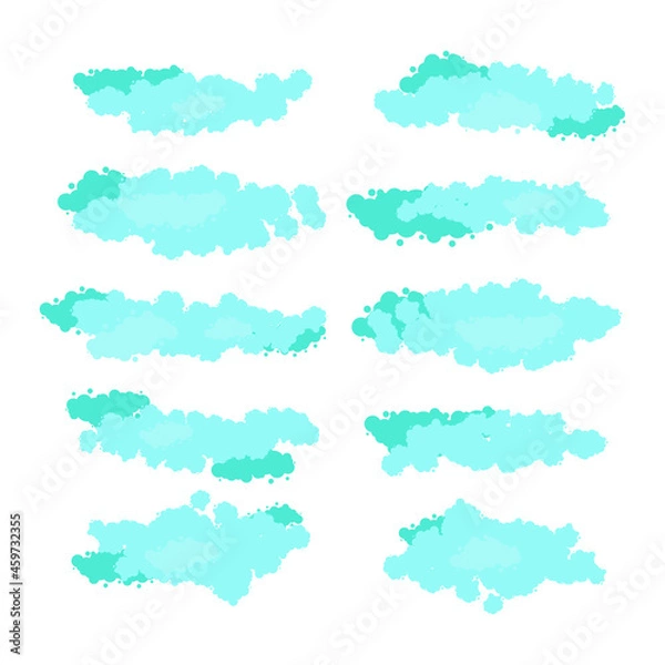 Fototapeta Set of cartoon clouds on a blue background. EPS10