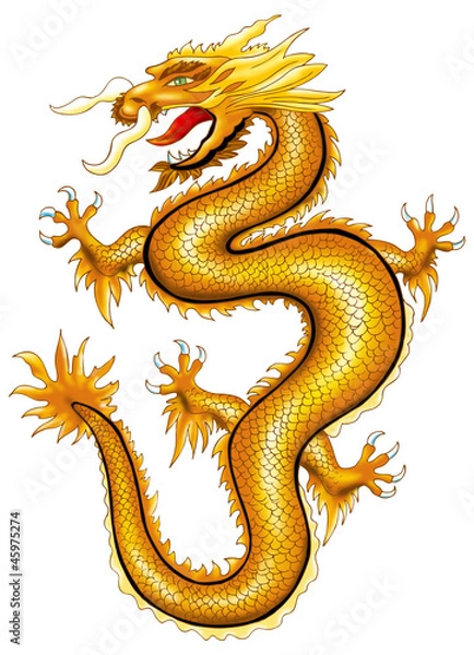 Obraz China Drache gold