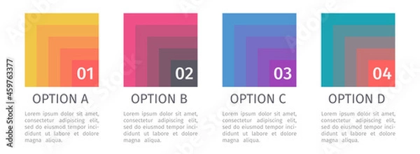 Fototapeta Banner business infographic template with 4 step up options. Template for presentation, chart, graph. Vector illustration in gradient pastel colors