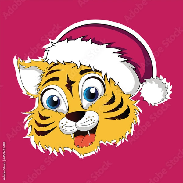 Obraz New Year's tiger 2022, illustration of a tiger, New Year's card