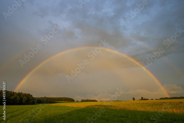 Obraz Double Rainbow over the field