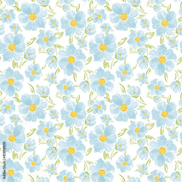 Obraz Abstract blue and yellow flower pattern