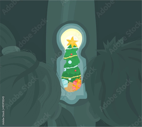 Fototapeta Christmas tree - through the keyhole