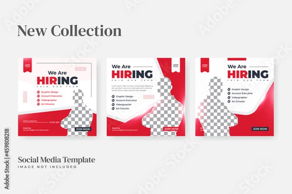 Fototapeta Set of we are hiring job position. for flyer or social media post template