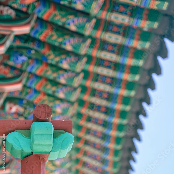 Obraz 한국 사찰 구조물 난간