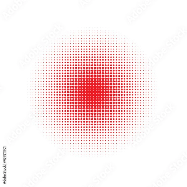 Fototapeta Red Halftone Gradation. Vector Illustration. Abstract Shape. Texture Element. Dot Element. Circle Element. Gradient Grunge. Round Set. Design Dots.