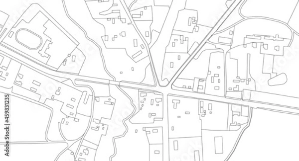 Obraz Part of urban plan of a town and river. Vector abstract topographic map for your design.