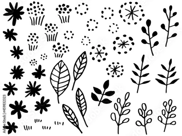 Obraz かわいい植物の手書きラフセット