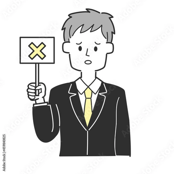 Fototapeta バツの書かれた札を持っているビジネスマン