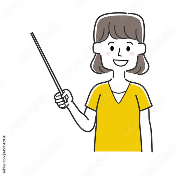 Fototapeta 指示棒で指しながら説明する女性