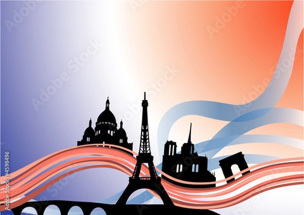 Obraz Monuments de Paris - Illustration