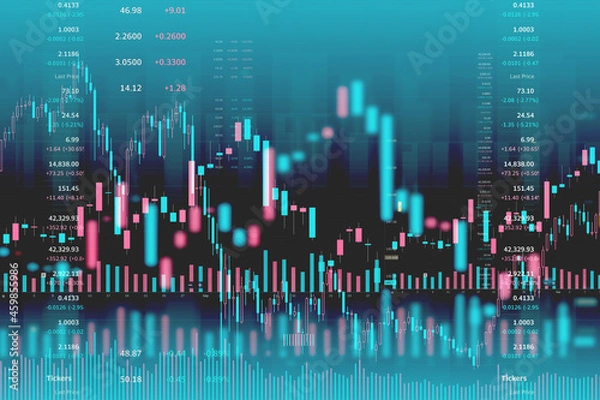 Fototapeta Abstract financial market stock charts trading screen monitor background.